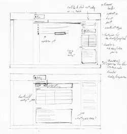 Early sketch exploring potential locations for the API Editor.