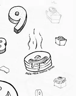 Early sketch work demonstrating the pancake and button concepts.