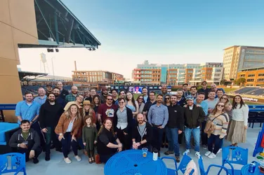 The Cycle Labs team assembled to watch the Durham Bulls play a game in early 2022. (Image credit: Cycle Labs LinkedIn)