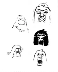 My early sketches stayed pretty close to the actual form of a gorilla head.