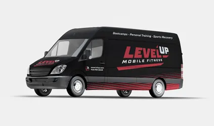 As part of my deliverables, I also mocked up a sample van wrap to show how brand elements could be used to adorn a large vehicle.